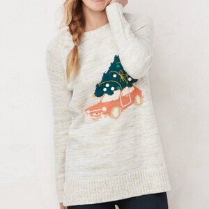LC Lauren Conrad "Joy" Christmas Sweater Sparkle Knit Beige Multicolor Size XS